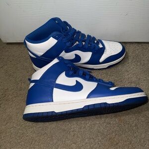 Blue and White High-Top Sneakers